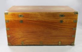 A large early 20th century brass bound camphorwood trunk, the lid with internal label marked 'Made