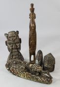 A Papua New Guinea Sepik River crocodile head mask, polychrome decorated and carved with a