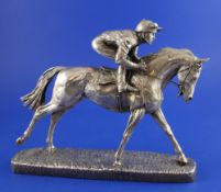 After D. Geenty: A late 20th century sterling silver over resin filled model of a galloping horse