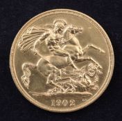 An Edward VII 1902 gold two pounds, UNC