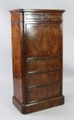 A 19th century French thuya wood escritoire, with fall front and an arrangement of four drawers,