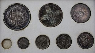 A George V 1911 proof coin set, comprising half crown, florin, shilling and 2d to sixpence, all with