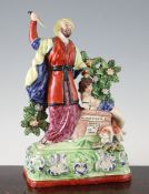 A Staffordshire pearlware biblical group, c.1820, modelled as Abraham preparing to sacrifice his son