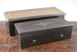 A late 19th century Swiss rectangular rosewood cased music box, the barrel movement playing eight
