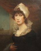 Early 19th century English Schooloil on canvas,Portrait of a lady,23.5 x 20in.