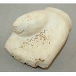 A Roman white marble hand fragment, c.2nd century AD, 11cm