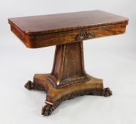 A large George IV mahogany folding tea table, possibly Scottish, the swivel top above central