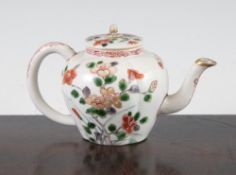 A rare Arita quatre-lobed small teapot and cover, late 17th century, painted in Imari palette with