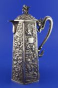 A late 19th/early 20th century Chinese silver coffee pot by Wang Hing, Hong Kong, of tapering