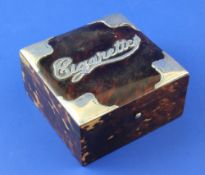 A late Victorian silver mounted blonde tortoiseshell cigarette box, Saunders & Shepherd, Chester,