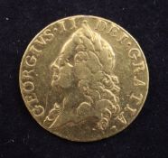 A George II 1751 gold guinea, F