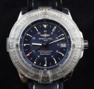 A gentleman's 2005 stainless steel Breitling Colt automatic wrist watch, with baton numerals, blue