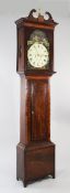 G. McGill, Paisley. An early 19th century Scottish banded mahogany eight day longcase clock, the