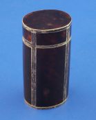 An early 20th century Austrian 800 standard silver mounted tortoiseshell oval canister, with