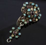 An early 20th century Austro-Hungarian 750 standard silver gilt and gem set drop pendant clip, of