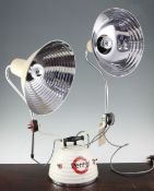 A 1940's Perlihel adjustable twin sun lamp, now converted to a desk lamp with two circular ribbed