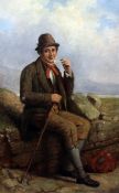 Charles Henry Cook (1830-1906)oil on canvas,Seated Irishman smoking a pipe,signed,24 x 16in.