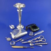 Eleven assorted items of silver, including a modern pair of grape shears, Edwardian silver