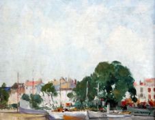 § William Lee Hankey (1869-1952)oil on wooden panel,La Rochelle, the inner harbour,signed,8.25 x