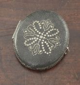 An 18th century oval shagreen and pique work miniature case, 2in.