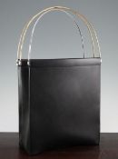 A Cartier black leather Trinity handbag, with interlinked three colour handle, 17.25in.