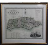 C & J Greenwoodcoloured engraving,'Map of The County of Sussex, Made in the Years 1823 and 1824',