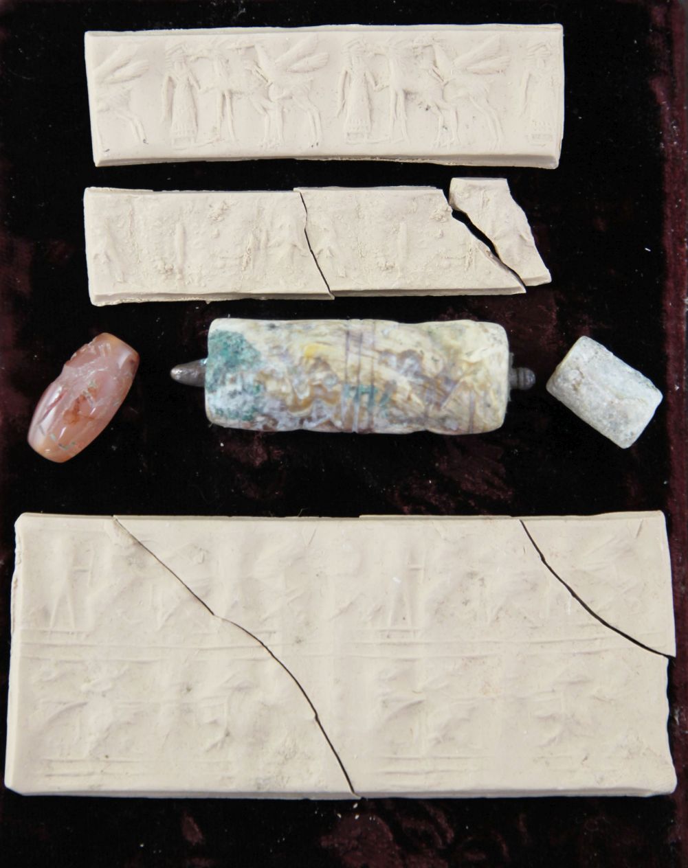 Two Neo-Assyrian and one Neo-Babylonian stone cylinder seals, c.800-600 B.C. 1.5-6.5cm, together