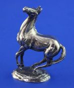A cased 1970's silver model of a horse, 'Playing Up' after Lorna McKean, for The British Horse