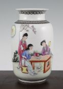 A Chinese famille rose lantern shaped vase, 20th century, painted with beautiful ladies around a