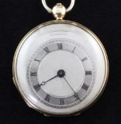 A mid 19th century continental gold key wind pocket watch, signed on cuvette, Giteau, Palais