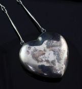 A 1970's George Jensen sterling silver heart pendant necklace, no.126, designed by Astrid Fog,