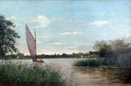 H. Howardoil on canvas,Hay barge on the Norfolk Broads,signed,20 x 30in.