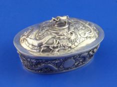 A late 19th/early 20th century Chinese silver oval butter dish and cover by Luen Wo, Shanghai,