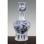 A Delft blue and white bottle vase, c.1700, in imitation of a Chinese transitional period vase,