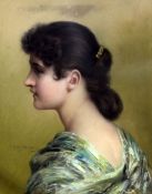 James Wells Champney (American, 1843-1903)pastel,Portrait of a young beauty,signed,20 x 16in.