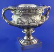 A mid Victorian silver Warwick vase wine cooler and liner by Stephen Smith & William Nicholson,