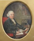 Early 19th century English Schooloil on canvas,Portrait of a gentleman seated at a writing table,