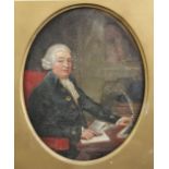 Early 19th century English Schooloil on canvas,Portrait of a gentleman seated at a writing table,