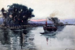 William Lee Hankey (1869-1952)watercolour,'On the Thames at Isleworth',signed and dated '98,13 x