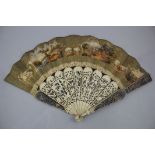A collection of nine Victorian fans, including French bone examples and a pierced mother of pearl