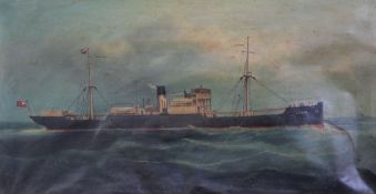 Neapolitan Schooloil on canvas,Portrait of the steamship 'Haleric',12 x 21in.