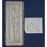Old Master2 pen and ink drawings,Bacchic figure, inscribed verso Ex. Collection Sir Joshua