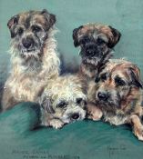 Marjorie Cox (20th C.)pastel,Portrait of four terriers,signed and dated 1974,17 x 16in.