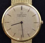 A gentleman's 18ct gold Swiss Universal Golden Shadow automatic wrist watch, with brushed yellow