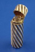 A late Victorian silver scent bottle by Sampson Mordan & Co, of spiral fluted cylindrical form, with
