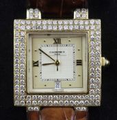 A Swiss 18ct gold and diamond Chaumet automatic dress wrist watch, with square Roman and dot