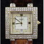 A Swiss 18ct gold and diamond Chaumet automatic dress wrist watch, with square Roman and dot