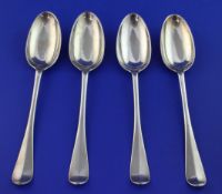 A set of four early George III Scottish silver Hanovarian pattern table spoons by Adam Graham,