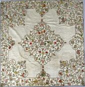 A late 18th / early 19th century cream silk Continental embroidery, worked with a gold thread border