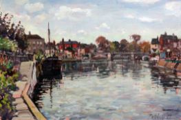 Llewellyn Petley-Jones (1908-1986)oil on canvas,'The Thames at Windsor',signed and dated '77,